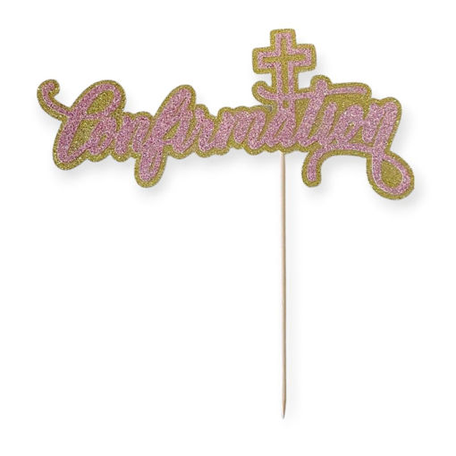 Picture of CONFIRMATION GOLD & PINK CAKE TOPPER